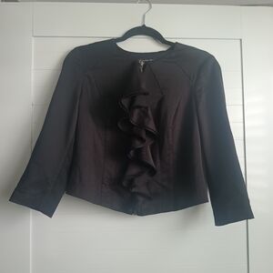 INC International Concepts Black Ruffle Front Blazer